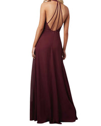 Jasmine Bridal - Charlotte Chiffon Long Bridesmaid Dress with Halter Neckline