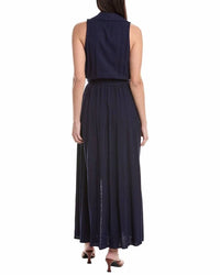 L'Agence Mayer Military Maxi Dress in midnight - women's dress - detail view