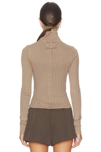 Free People Brunch Girl Zip Up Cardigan in dusted cocoa - women's cardigan - alternate view