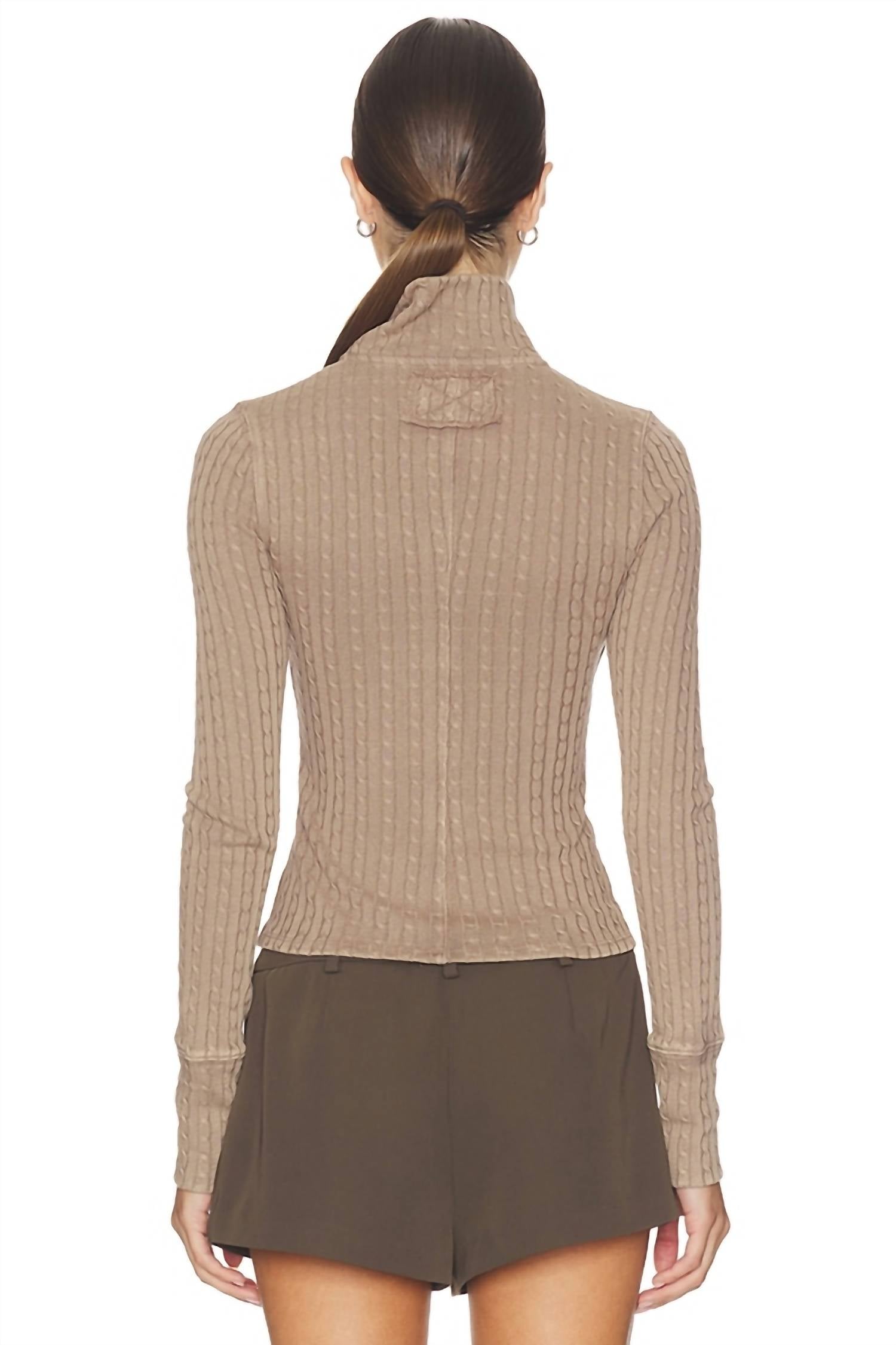 Free People Brunch Girl Zip Up Cardigan in dusted cocoa - women's cardigan - alternate view