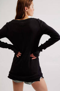 Free People Honey B Crew Neck Top in black - women's long sleeve top - alternate view