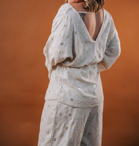 La Chocole - Papuyo Embrodeired Top And Pants Set