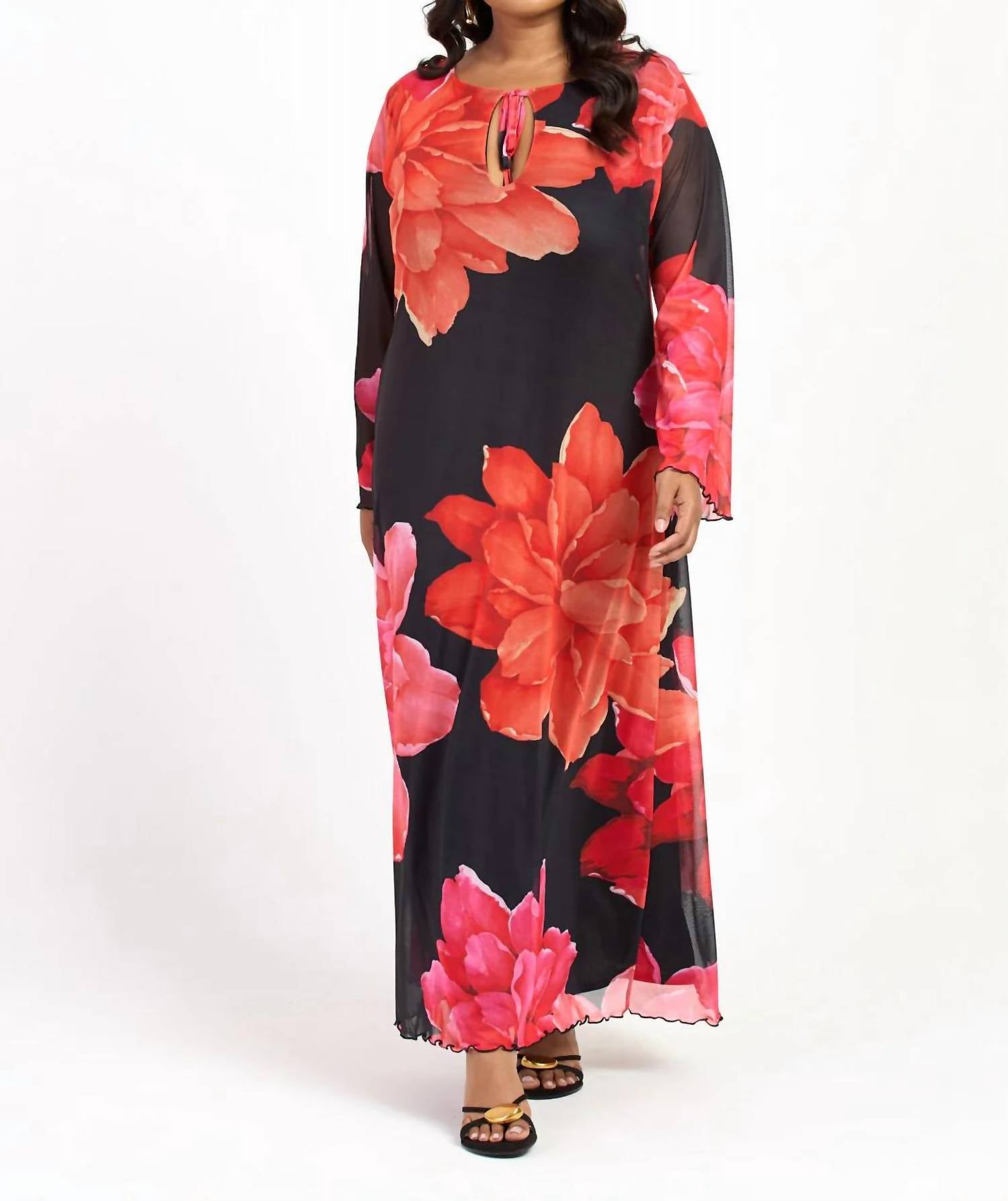 Fashion Szn Curve - Long Sleeve Floral Maxi Dress - Plus