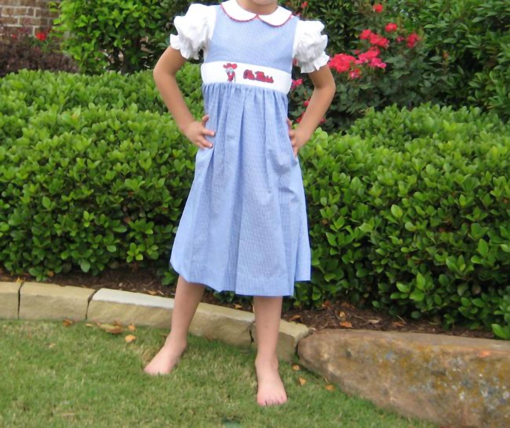 Vive La Fete - Girl's Ole Miss Collegiate Hand Smocked Gingham Jumper