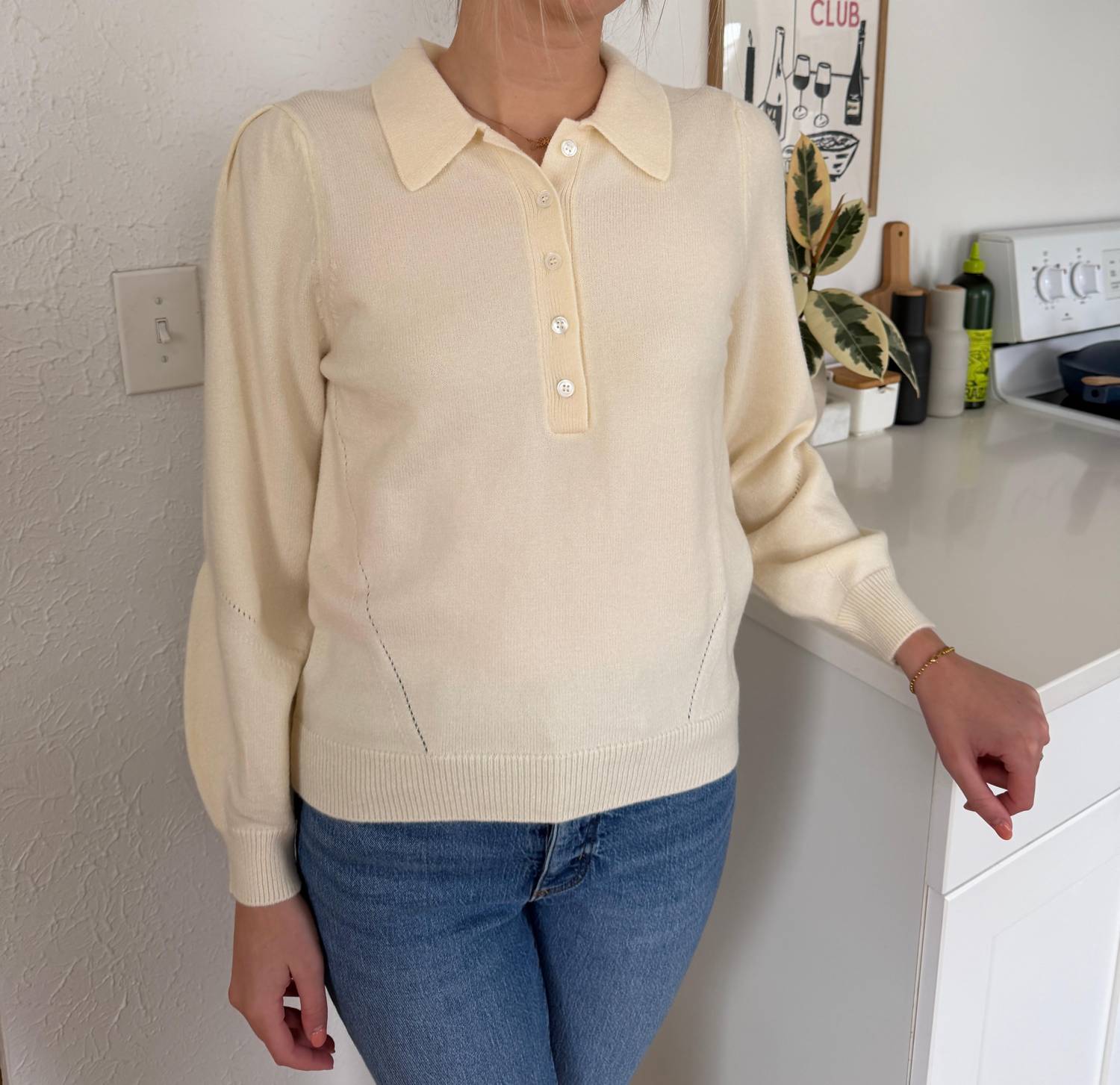 Current Air - Teegan Buttoned Collar Pullover Sweater