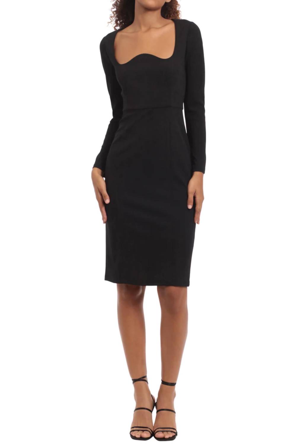 Donna Morgan - Scalloped Neckline Long Sleeve Dress