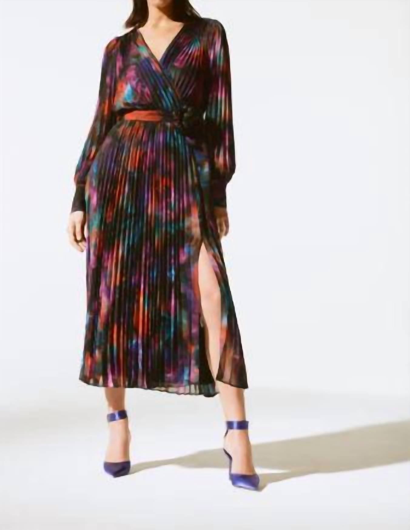 Joseph Ribkoff - Floral Chiffon Pleated Midi Dress