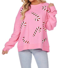 Mudpie - Holiday Candy Cane Sweatshirt