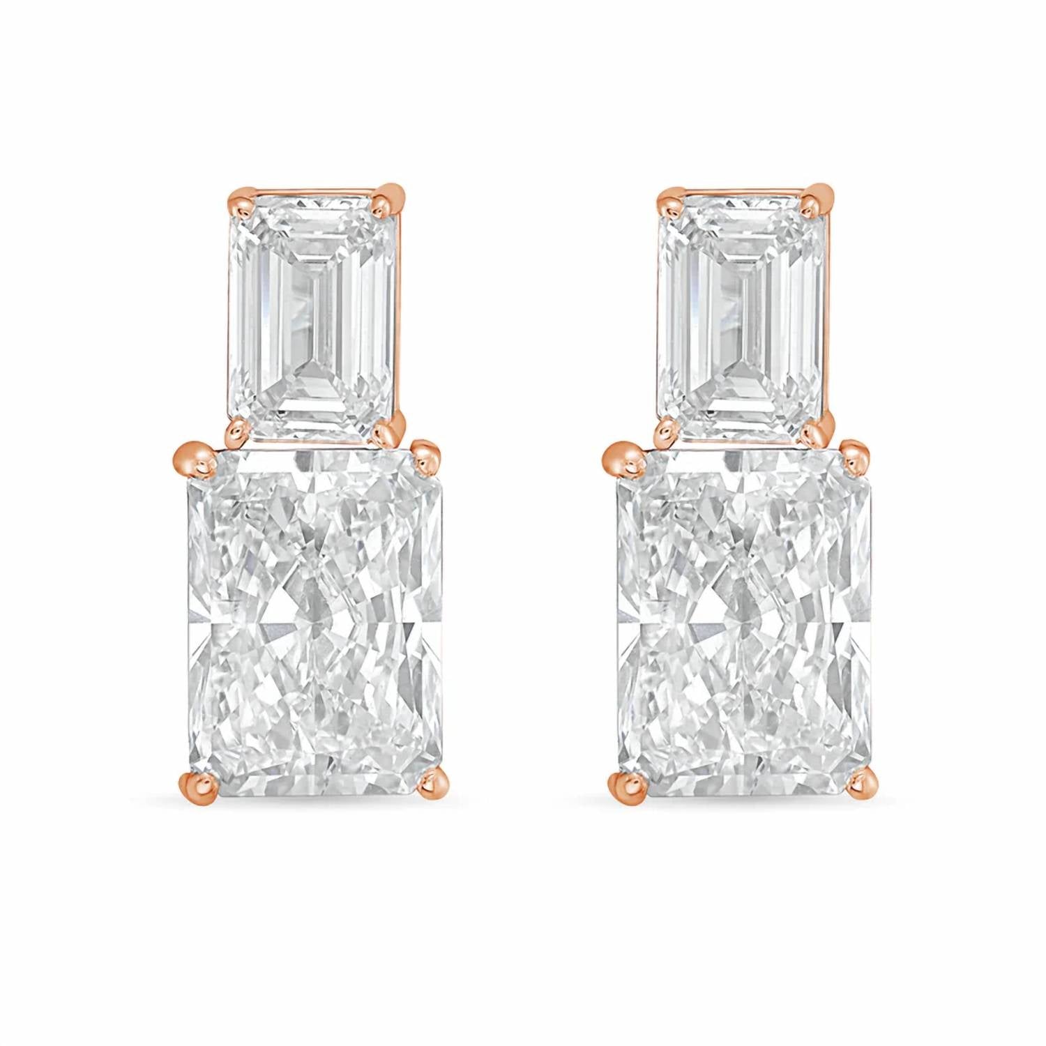 Diana M Jewels - Women's Emerald Lab-Grown Diamond Stud Earrings (6.00 Ct TCW) - Elegant