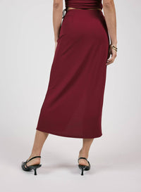 Sage The Label - Fiery Spirit Pleated Overlap Knit Midi Skirt