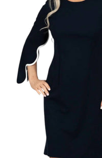 Scapa - Scalloped Batwing Sleeve Cocktail Dress