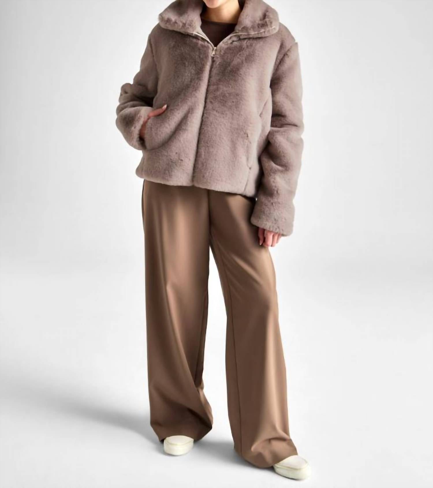 BEYOND YOGA On The List Plush Faux Fur Jacket in oat latte - women's jacket - view 7