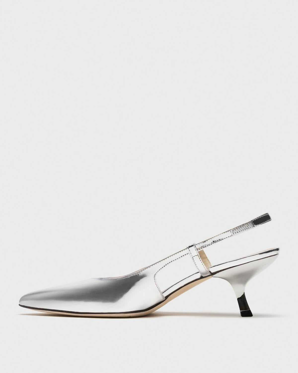 Theory - Women's Micro Slingback Metallic Pointed Toe Kitten Heel Pumps