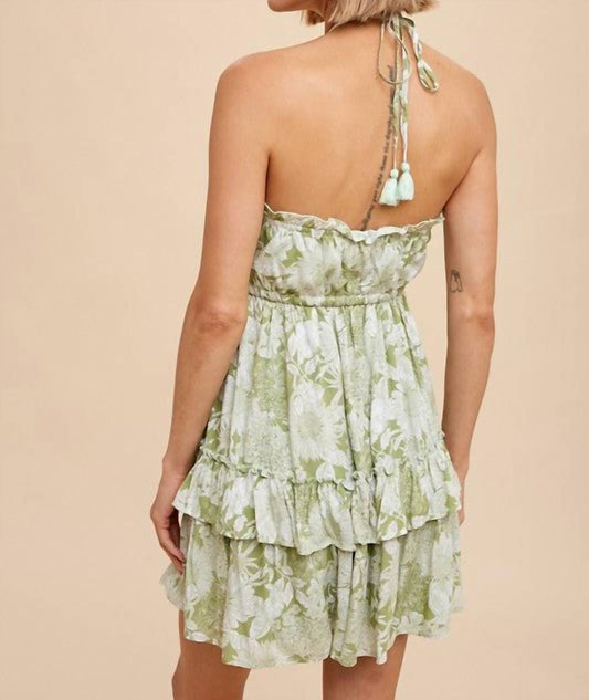 Natalia Tiered Floral Halter Dress