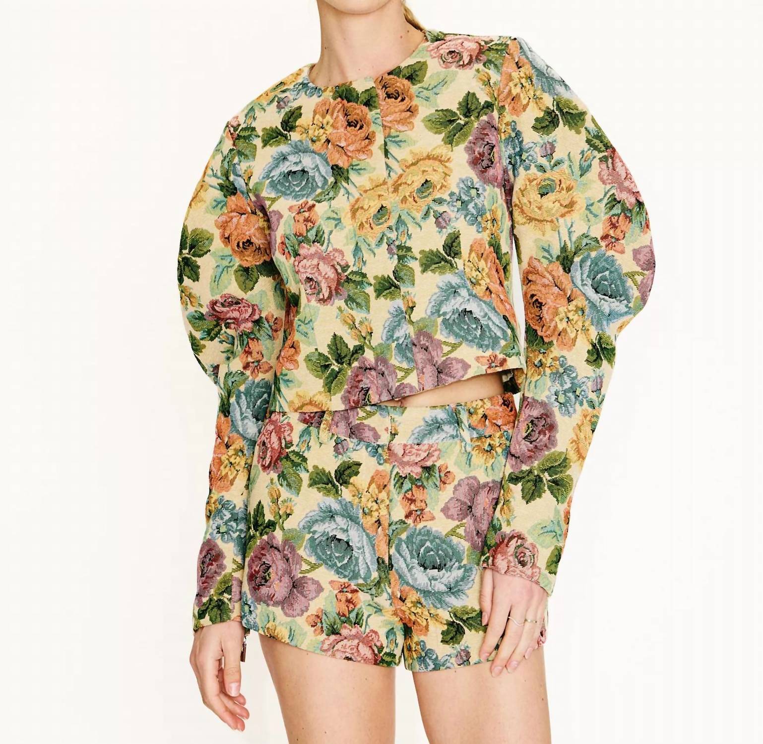 Line And Dot - Cambria Floral Zipper-front Jacket