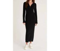 Z Supply Runaway Zip Henley Maxi Dress in black - women's dress