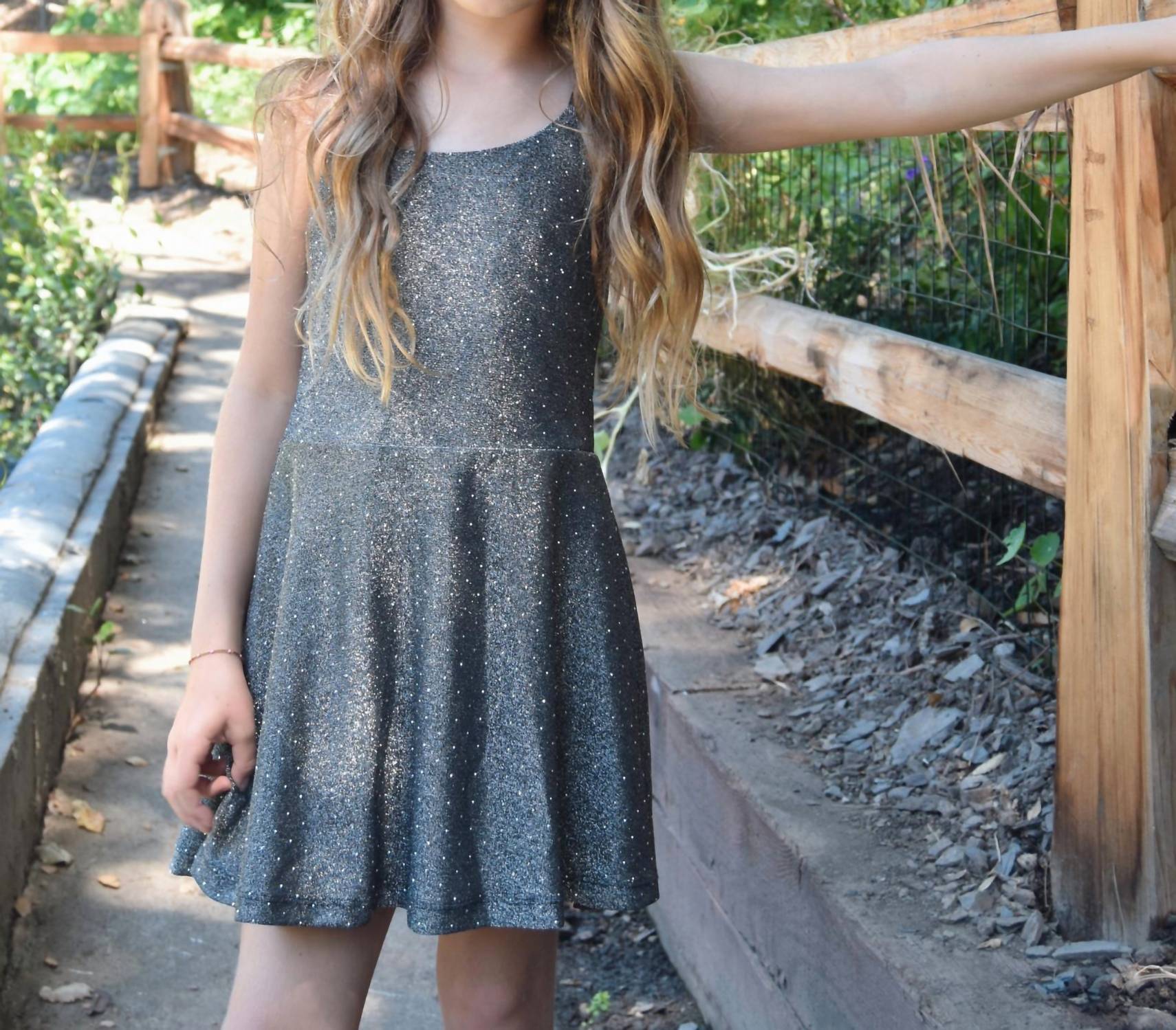 Flowers By Zoe - Girl's Alexi Metallic Stud Skater Dress