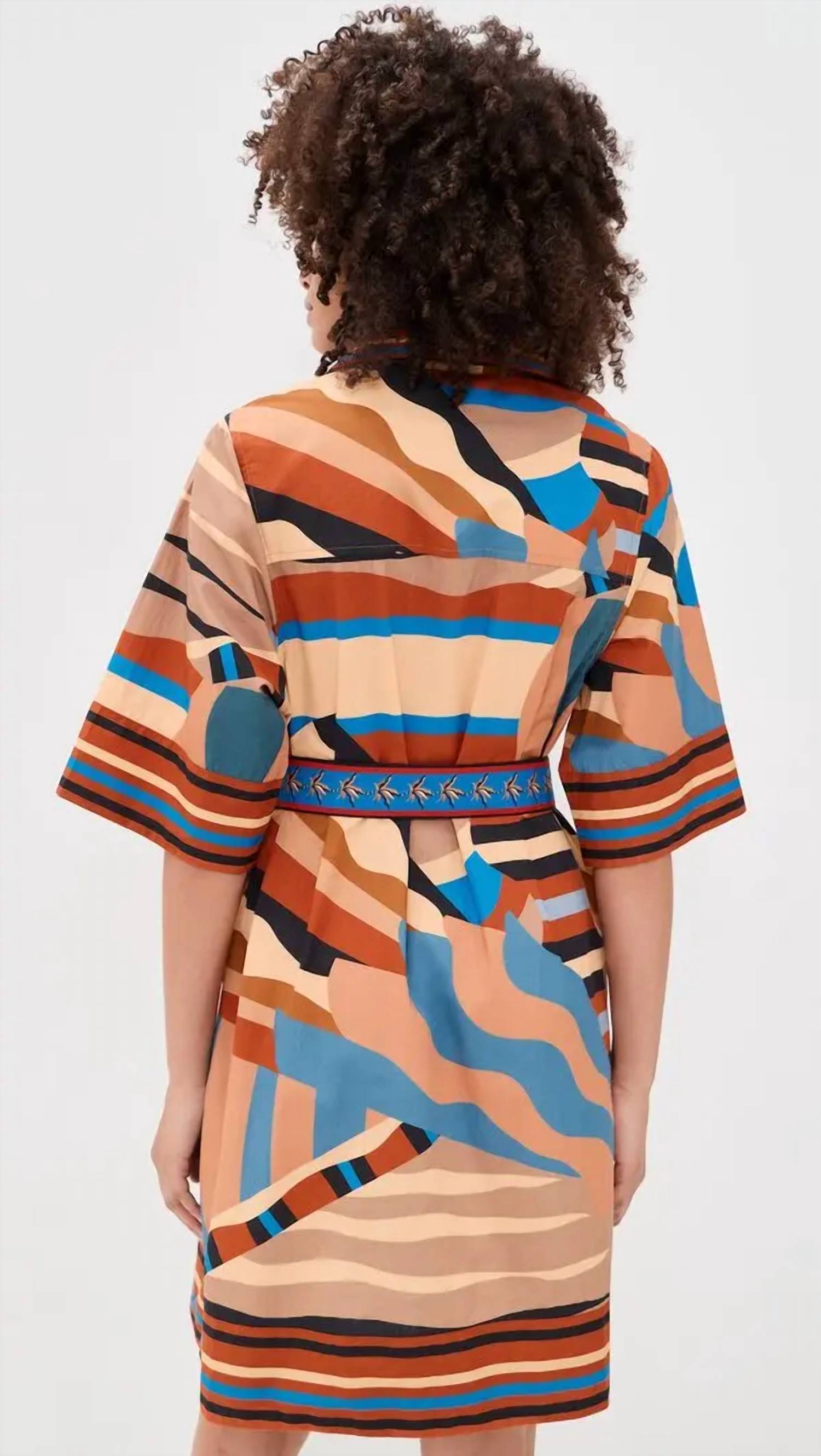 Las Sureñas - Striped Geometric Print Short Dress