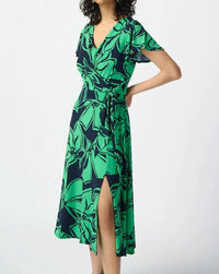 Joseph Ribkoff - Short Sleeve V-neck Midi Dress
