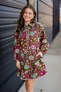 &Merci - Blanket Stitch Buttoned Mini Dress