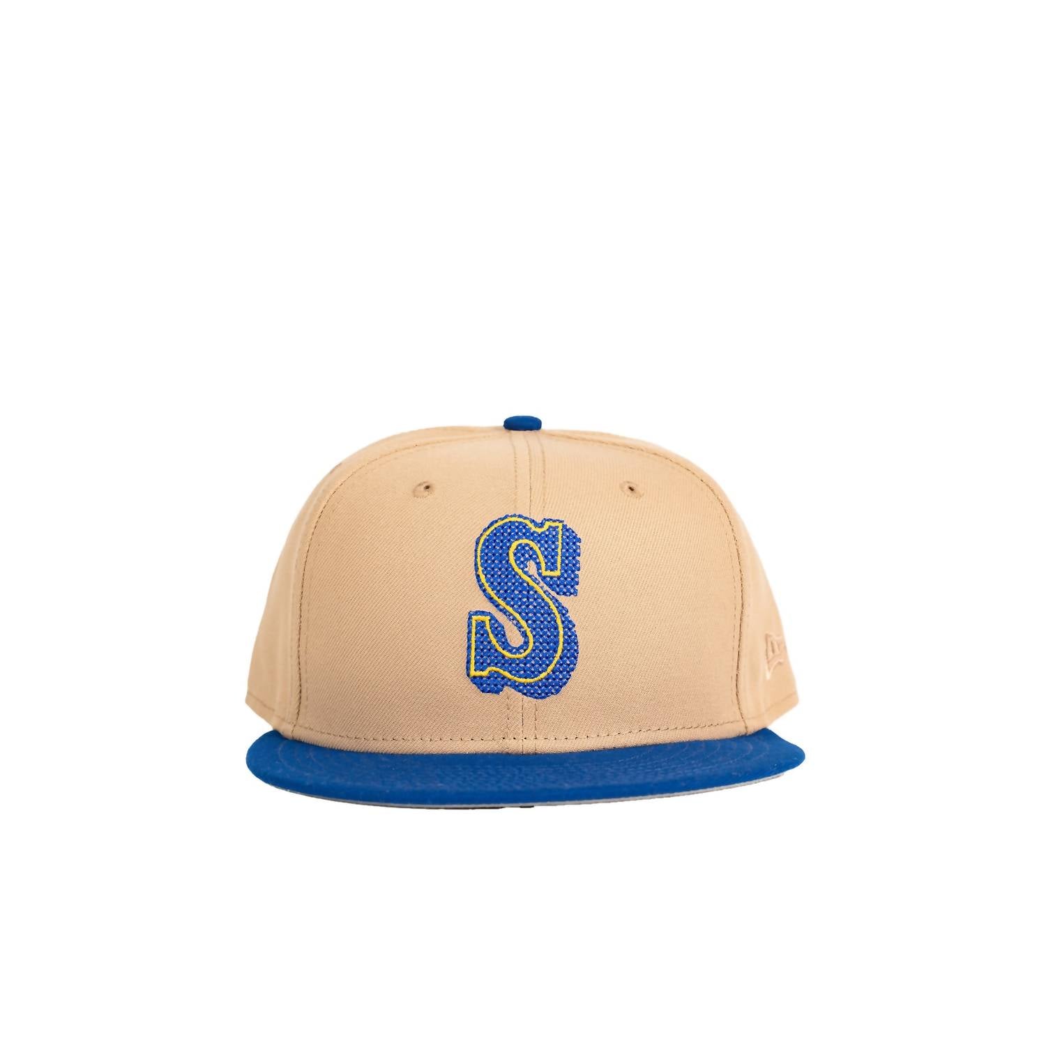 New Era Men's Seattle Mariners Needlepoint 59fifty Hat in beige - men's hat