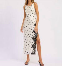 En Saison Abigail Polka Dot Maxi Slip Dress in white - women's dress - alternate view