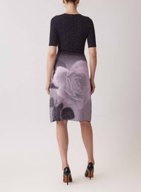 Teri Jon - Double Knit Dotted Digital Print Dress