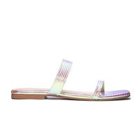 CHINESE LAUNDRY Women's Deana Leather Slide Sandal in iridescent - women's sandal - detail view