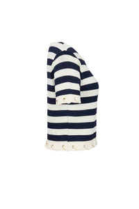 Rivir - Harbor Knit Stripe Rope Embellished Top