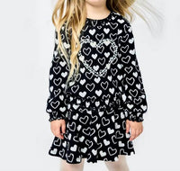 Hannah Banana Kid's Heart Print Skirt in black - kids' skirt