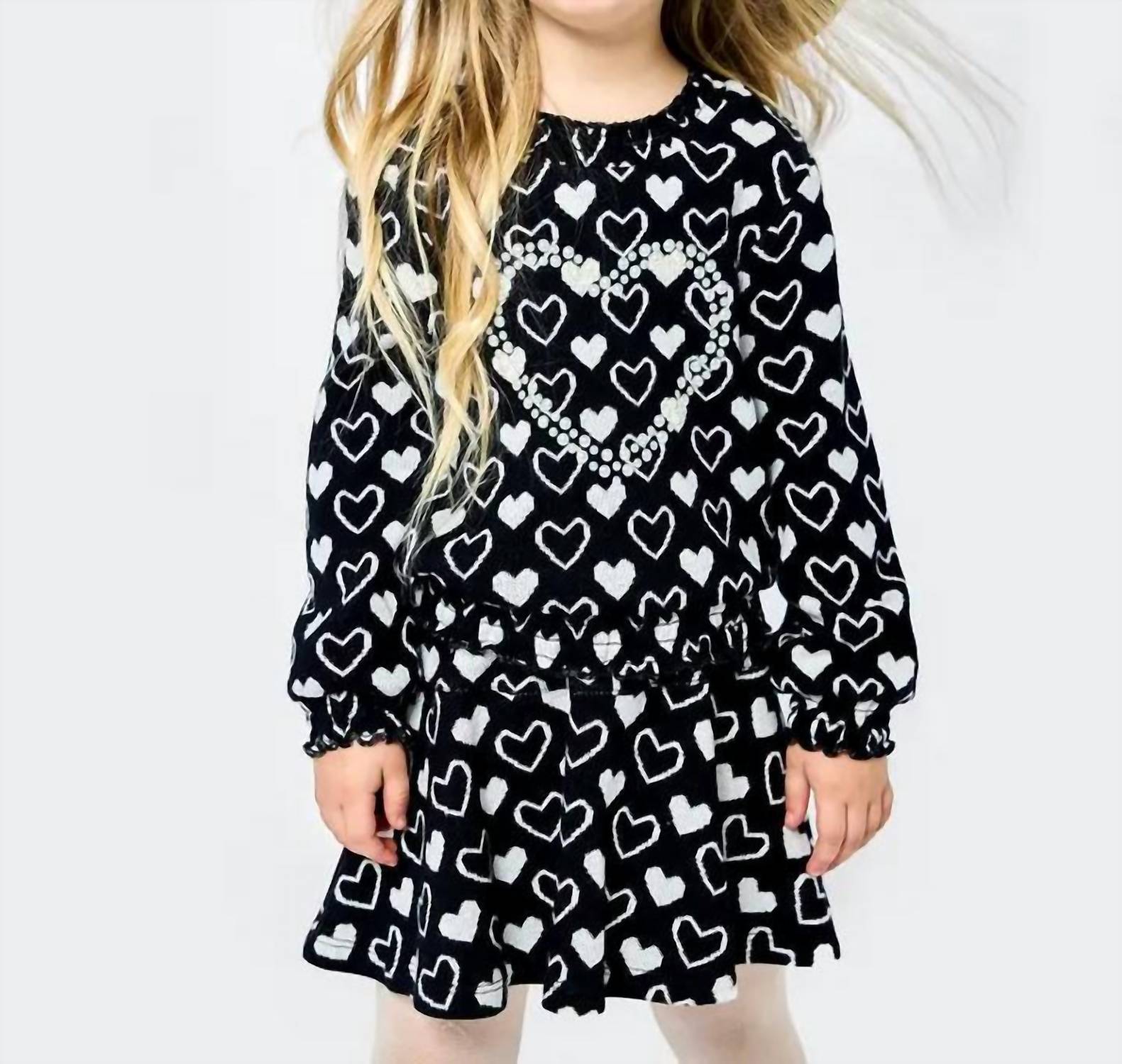 Hannah Banana Kid's Heart Print Skirt in black - kids' skirt