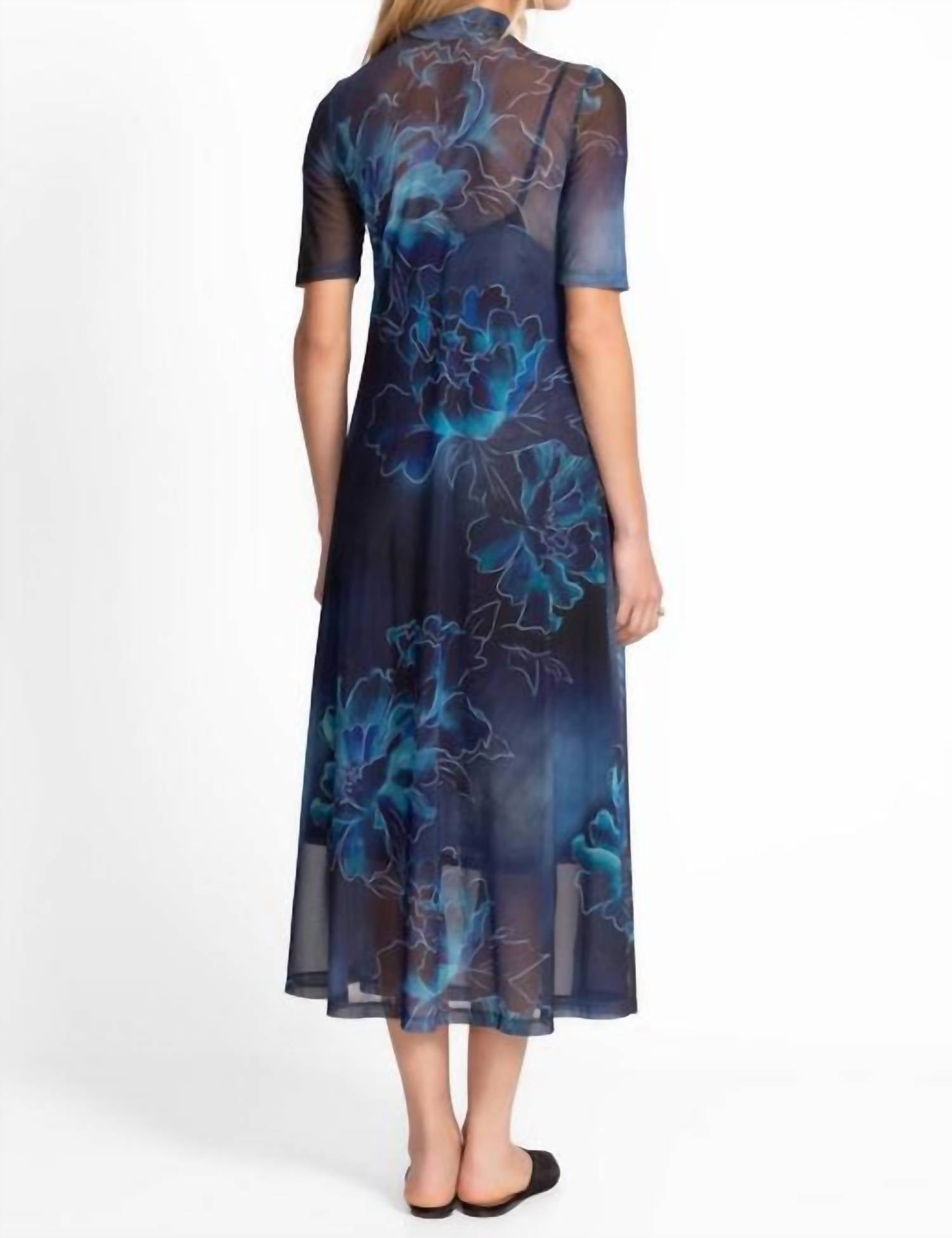 Johnny Was - 3/4 SLEEVE MOCK NECK MESH DRESS