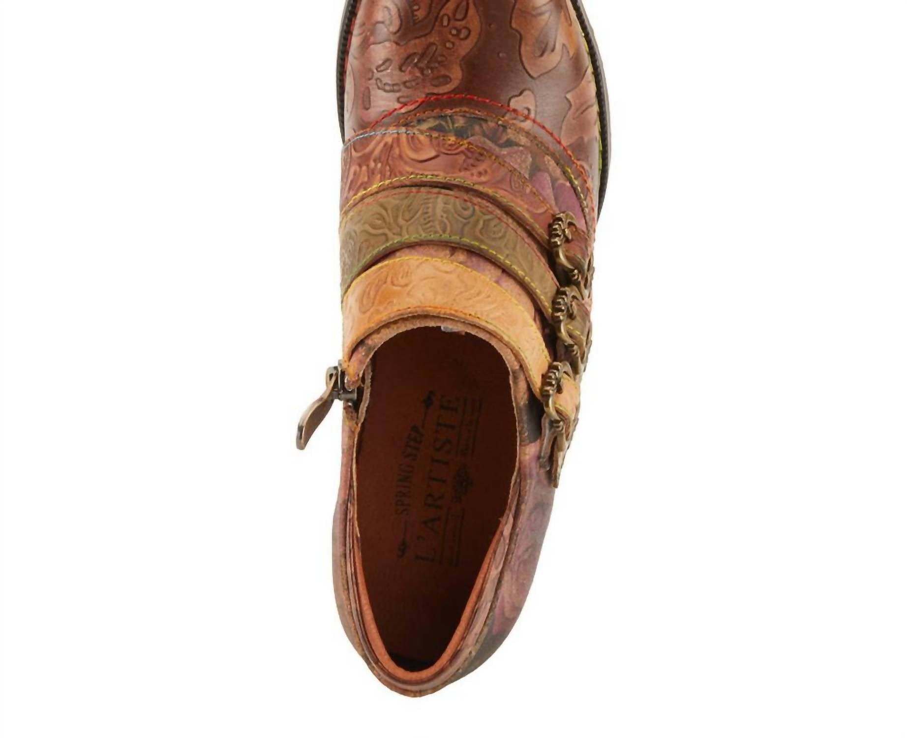 SPRING STEP SHOES Women's Graphic Leather Boot in brown multi - women's shoe - alternate view