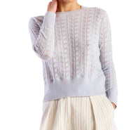 Brodie Cashmere Shell Pointelle Crewneck Sweater in willow - women's long sleeve top