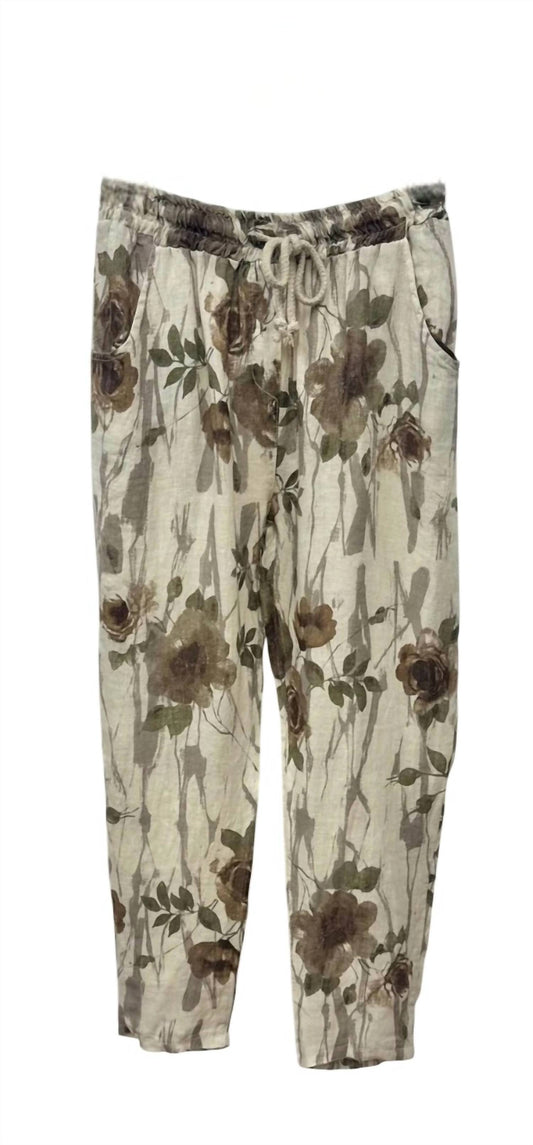 Venti6 - WOMEN'S ROSE PRINT DRAWSTRING JOGGERS