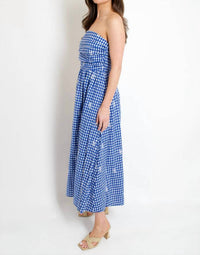 Meet Me In Santorini - Azure Lace Tube Maxi Dress