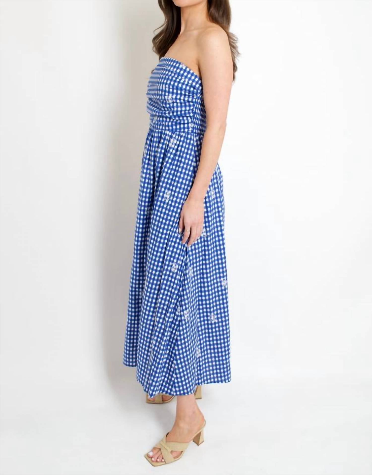 Meet Me In Santorini - Azure Lace Tube Maxi Dress