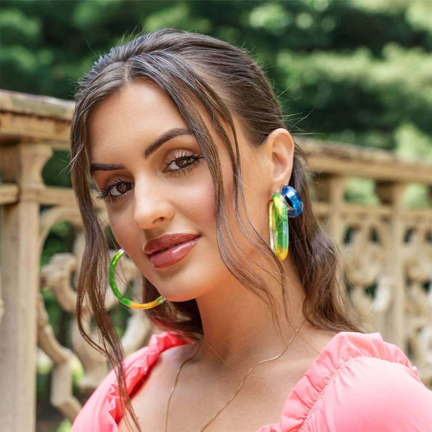 Gold & Honey - Women's Tie Dye Lucite Hoops