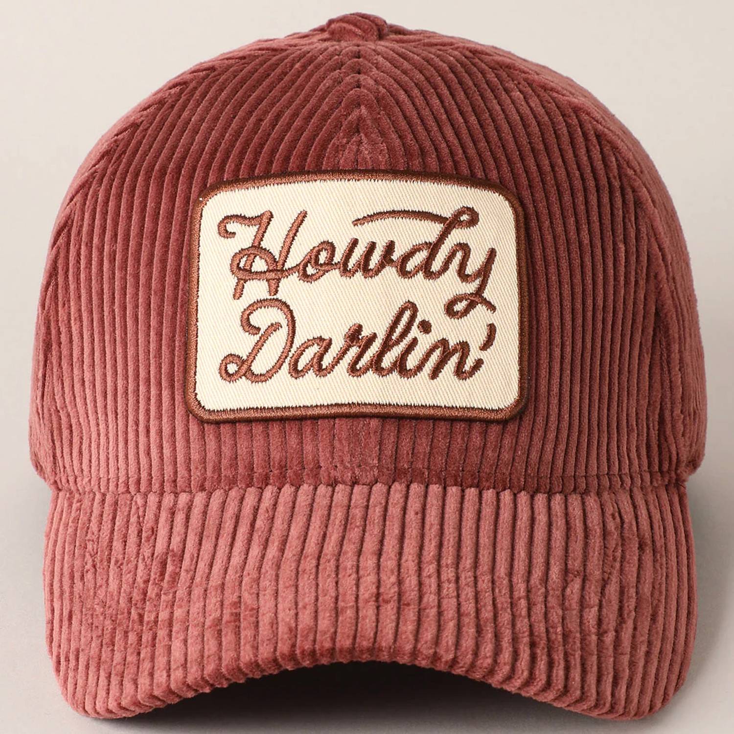 Fashion City - Women's Howdy Darlin' Embroidery Patch Corduroy Cap