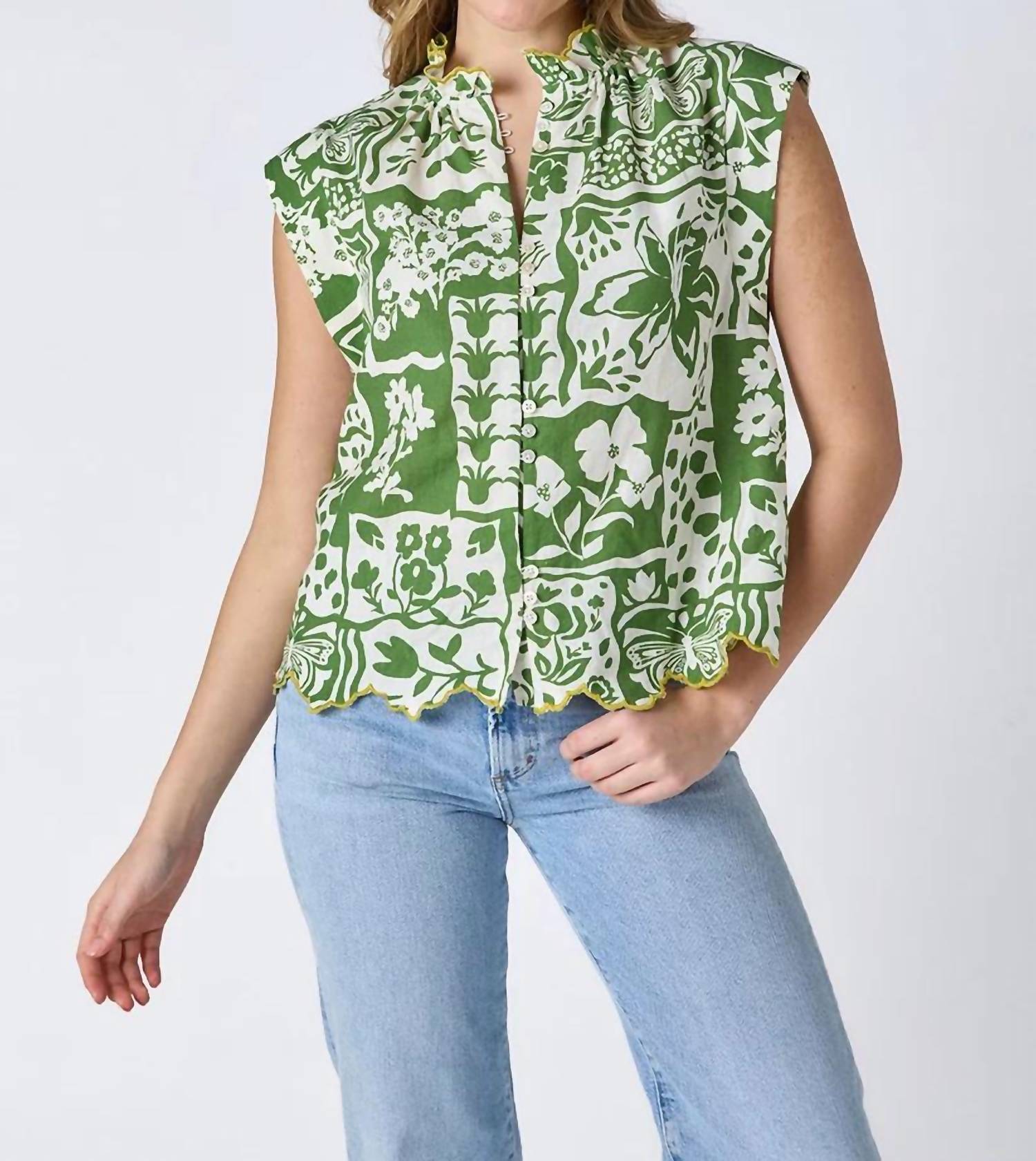 Crosby By Mollie Burch - Cap Sleeve Fritzy Top
