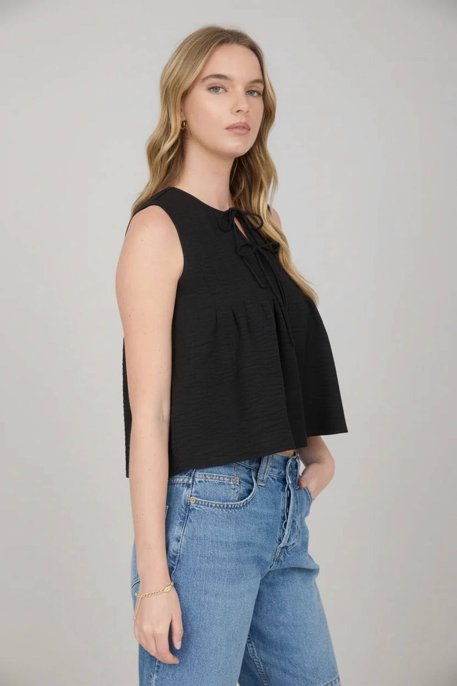 Blu Pepper - Zoey Pintuck Detail Sleeveless Top