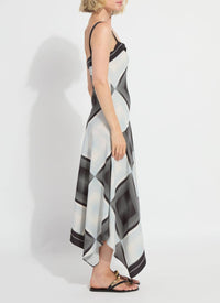 Lysse Asymmetric Maxi Dress in black multi - women's dress - detail view