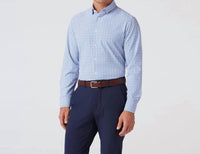 Mizzen + Main Leeward Trim Fit Long Sleeve Dress Shirt in birdie blue ludlow plaid - men's shirt