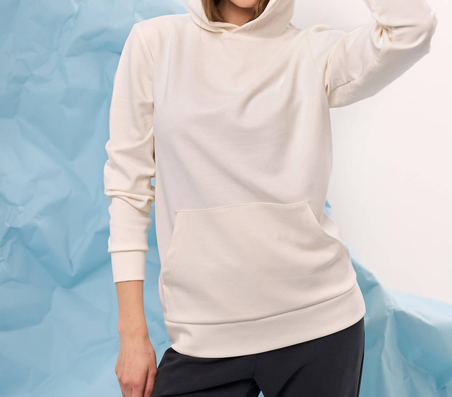 french kyss Pullover Hoodie in ivory - women's top