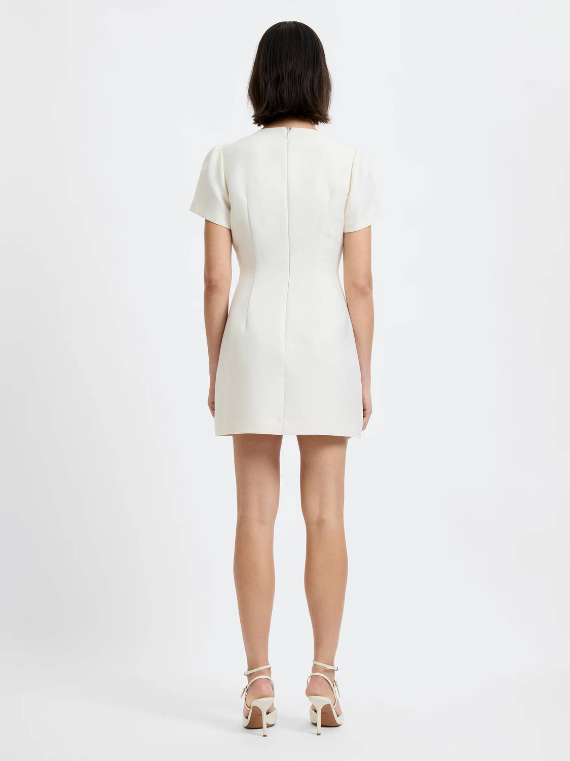 French Connection - Structured Taffeta V Neck Short Sleeve Mini Dress