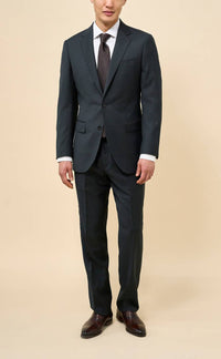 SPIER & MACKAY Rowe And Taylor Merino Wool Suit Jacket in dark green - men's jacket - detail view