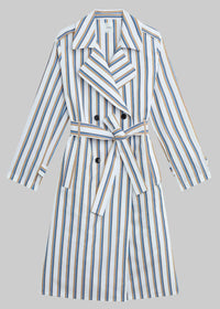 LESET Yoshi Stripe Trench Coat in parch choco - women's jacket - detail view
