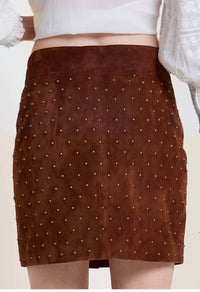 SCARLETT POPPIES Ember Suede Skirt in brown - women's skirt - alternate view