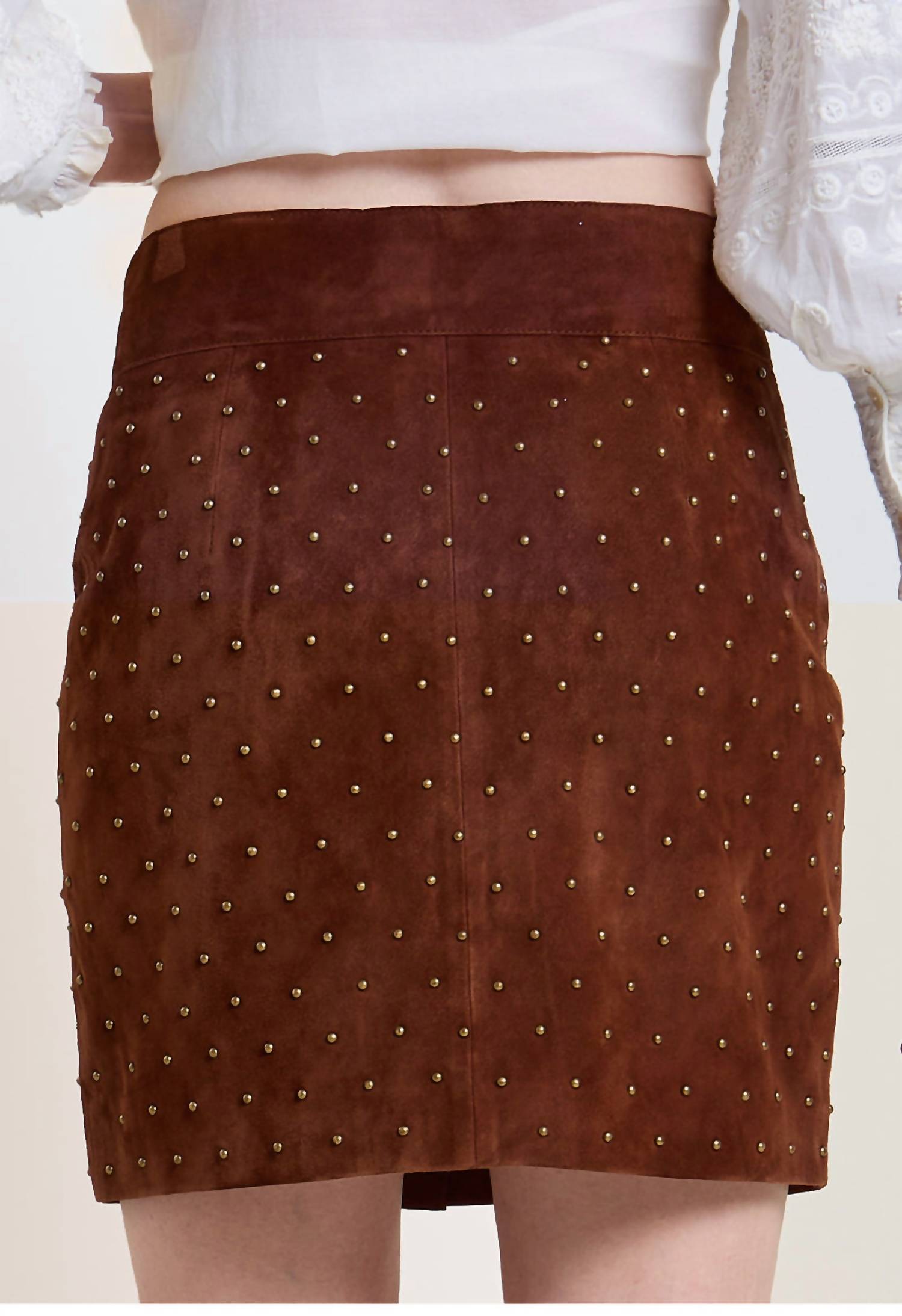 SCARLETT POPPIES Ember Suede Skirt in brown - women's skirt - alternate view