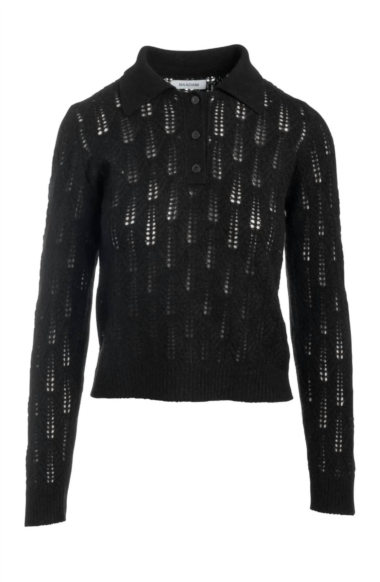 Naadam - Women's Cashmere Pointelle Polo Top